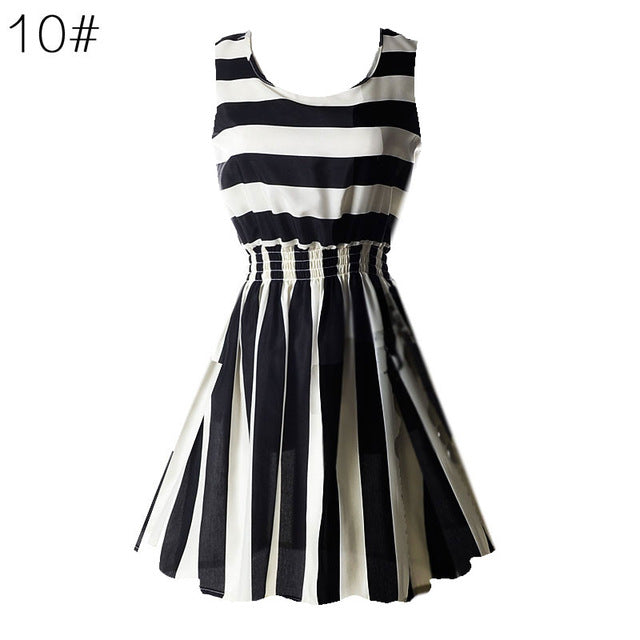 Fashion Women Sexy Chiffon Beach Dress Sleeveless Summer Sundress Floral Tank Dresses 20 Colors