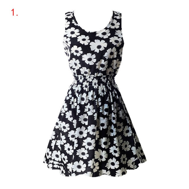 Fashion Women Sexy Chiffon Beach Dress Sleeveless Summer Sundress Floral Tank Dresses 20 Colors